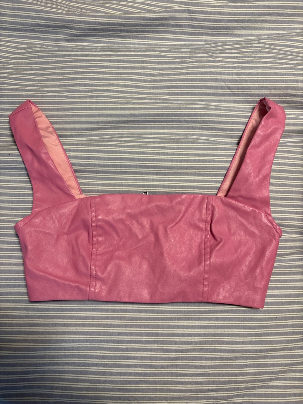 Pink edikted Faux-Leather Crop Tank Top